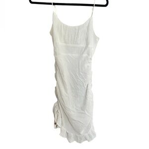 Selfie Leslie Whote Sz S Spaghetti strap fitted midi dress cinch sides